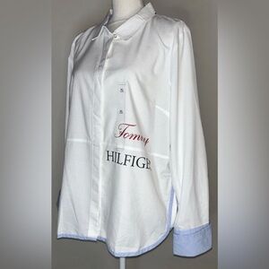 TOMMY HILFIGER WOMEN CLASSIC BUTTON CLOSURE WHITE COTTON SHIRT SIZE XL NWT